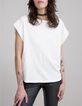 Weißes Damen-T-Shirt mit facettierten Nieten-2