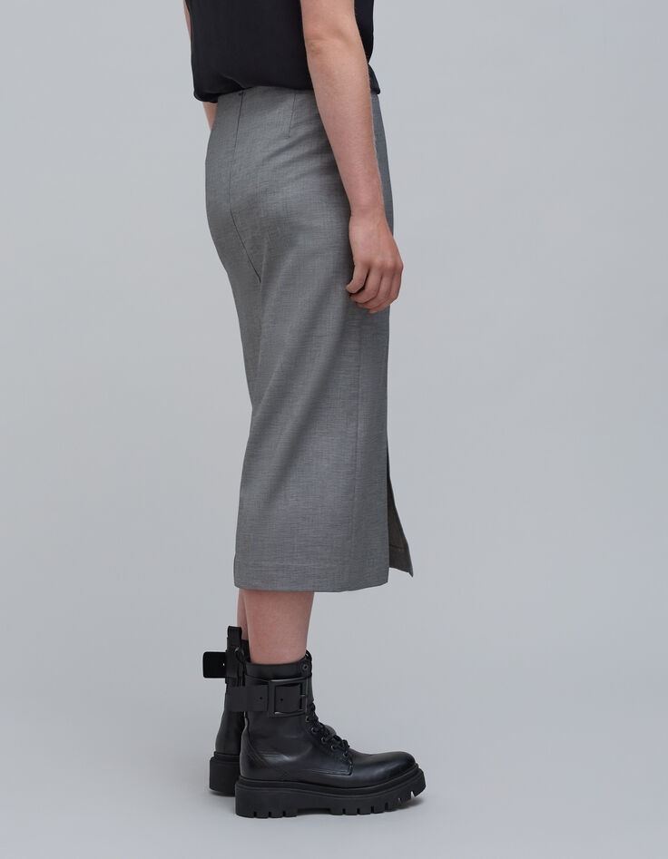 Jupe crayon grise faux-uni Femme-5