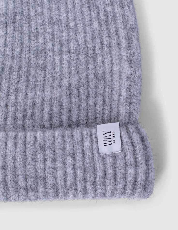 Girls’ medium grey marl rib knit beanie-2