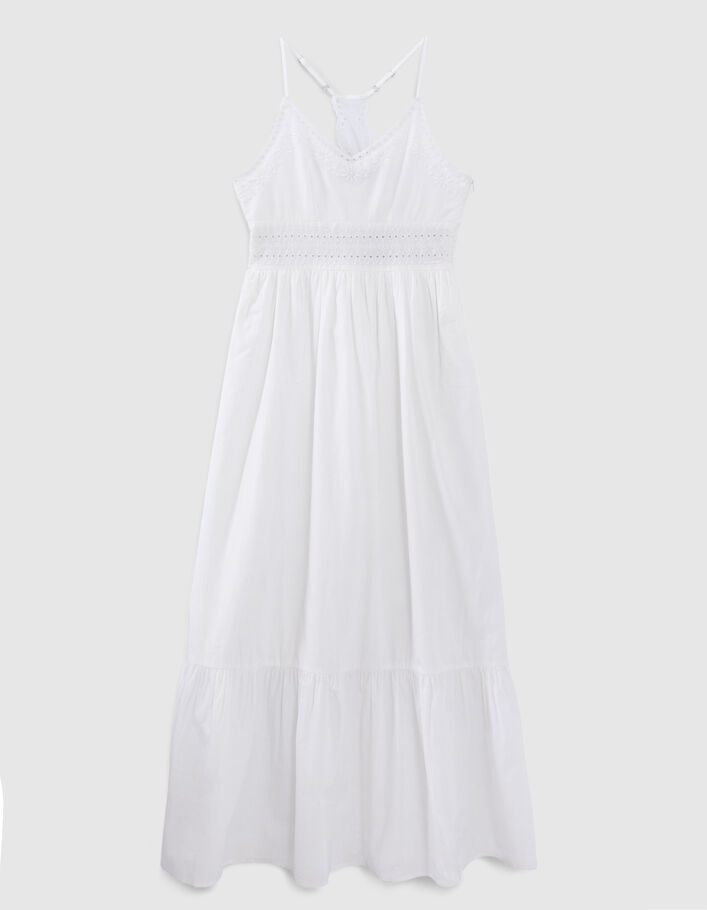Robe longue blanche détails broderie anglaise fille - IKKS