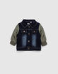 Veste en jean rinse à manches nylon et capuche bébé garçon-7