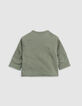 Embroidered khaki jacket with removable sleeves for girls-4