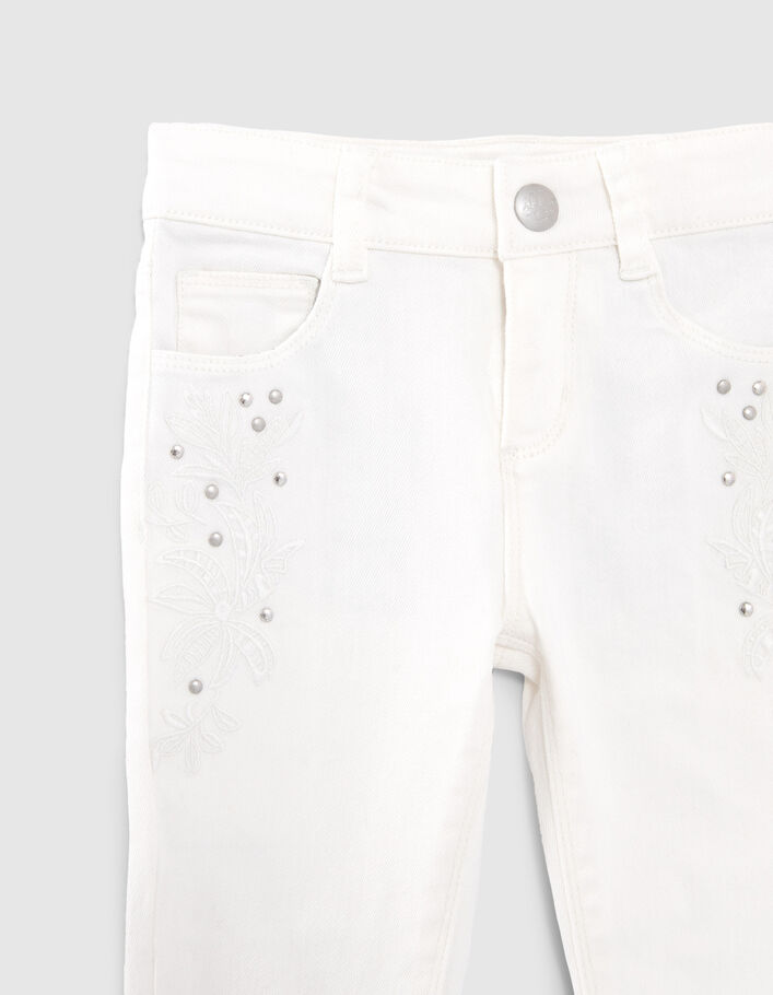 Ecru SKINNY jeans met borduursels en studs meisjes - IKKS