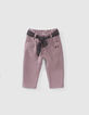 Violette Jogginghose mit Halstuchgürtel für Babymädchen-1