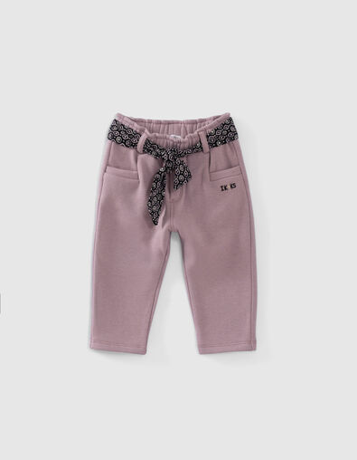 Violette Jogginghose mit Halstuchgürtel für Babymädchen - IKKS