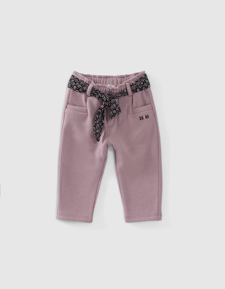 Violette Jogginghose mit Halstuchgürtel für Babymädchen-1