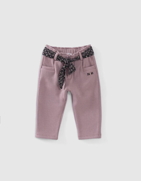 Baby girls’ violet joggers with scarf belt