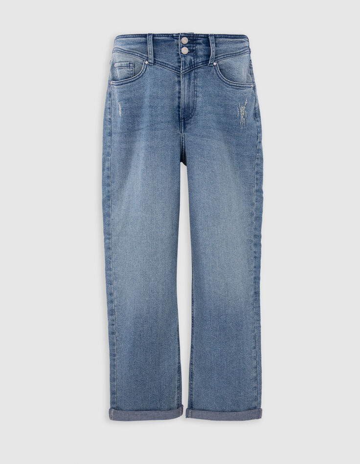Women's straight waterless button-down denim jeans-6