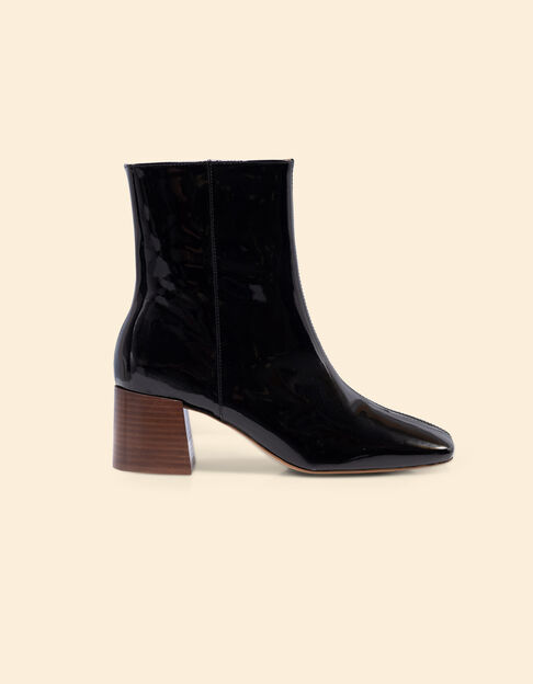 Boots &agrave; talon noires cuir verni I.Code