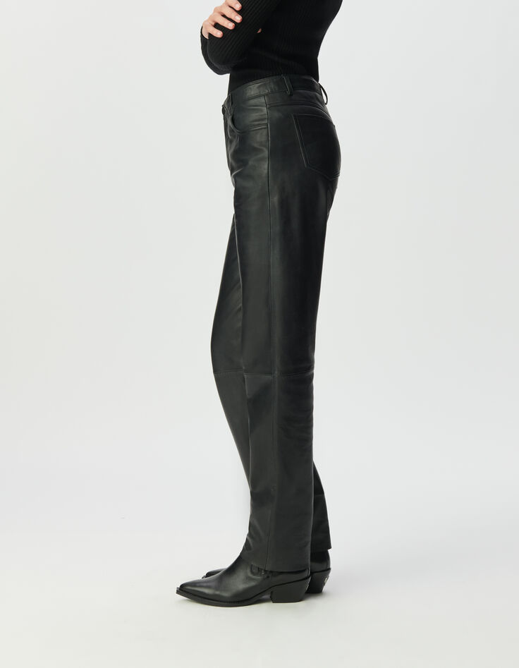 Jean bootcut noir enduit taille haute Femme-3 Jean bootcut noir enduit taille haute Femme-3