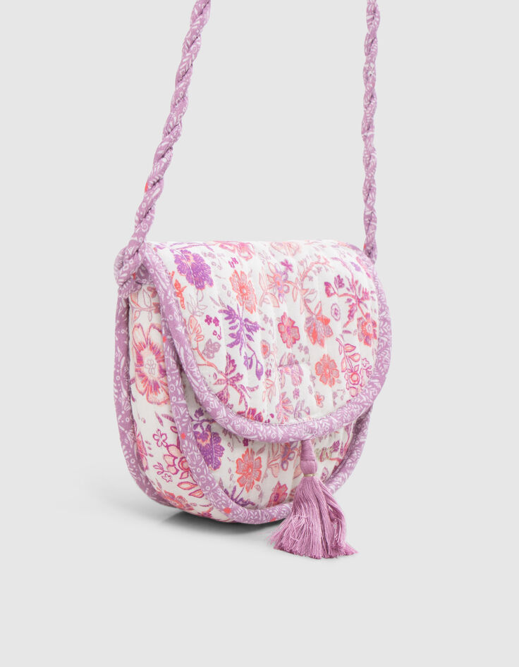 Lila Mädchenumhängetasche mit Blumenprint-2