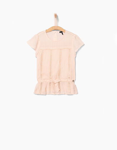 Top rose poudré à jours échelle fantaisie fille - IKKS