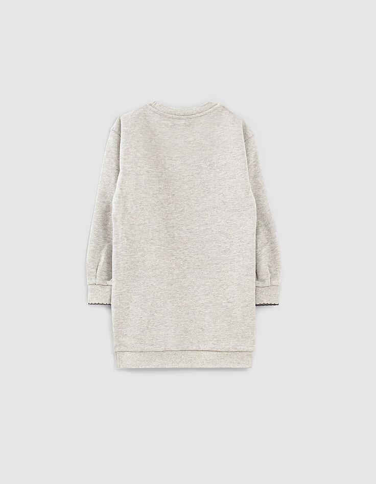 Grijze sweatjurk bio geborduurde tekst meisjes-4