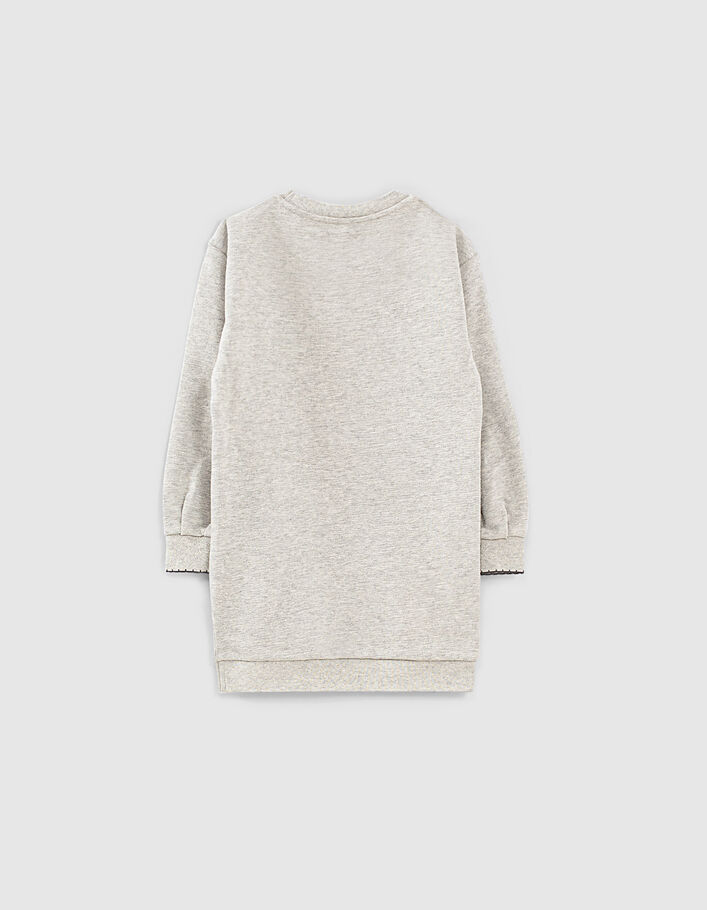 Girls’ grey embroidered slogan organic sweatshirt-dress - IKKS