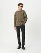 Pull kaki tricot mouliné Homme-1