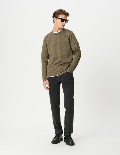 Pull kaki tricot mouliné Homme - IKKS