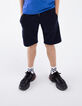 Boys&rsquo; navy techfleece Bermudas, embossed lettering-2