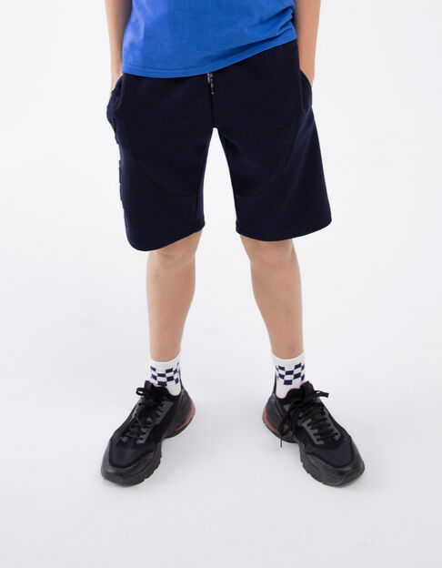 Bermudas azul marino felpa techfleece letras relieve niño