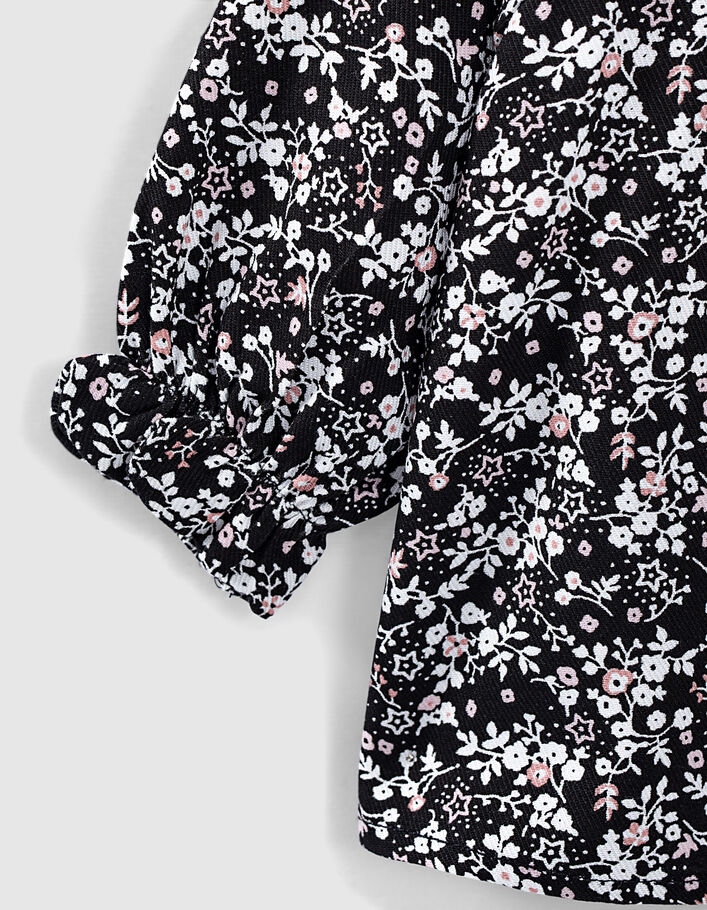 Zwarte blouse bloemenprint babymeisjes  - IKKS