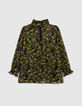 Women’s black recycled blouse with floral leopard print-6
