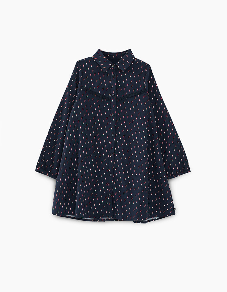 Robe-chemise navy imprimé éclairs fille-2