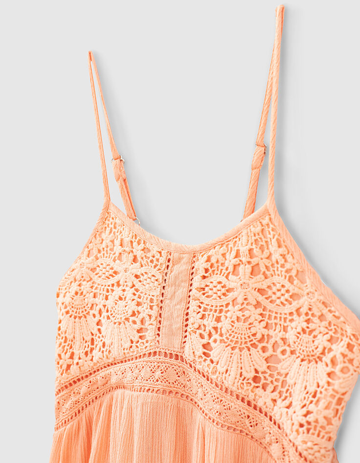 Caraco corail fines bretelles avec dentelle fille-6