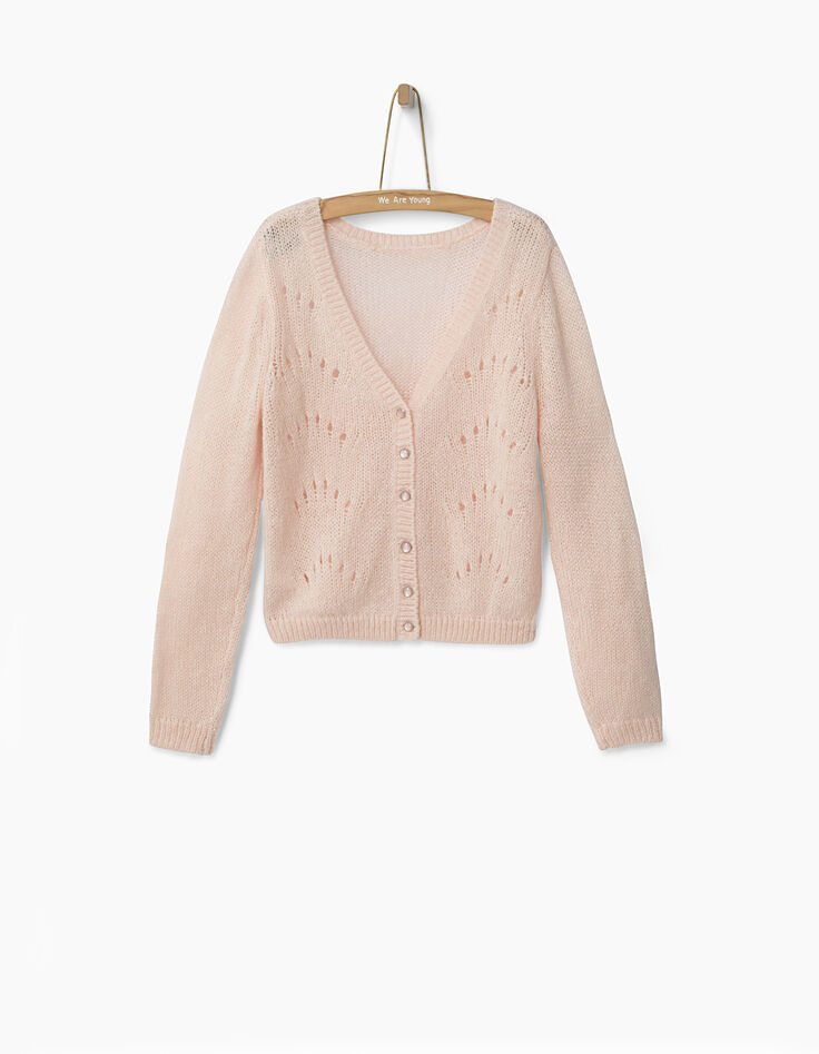Cardigan rose fille-2 Cardigan rose fille-2