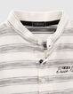 Cremeweißes, grau gestreiftes Jungen-Poloshirt-4