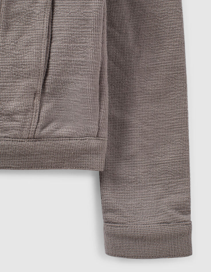 Leinengraue Mädchenstrickjacke mit Nieten-5