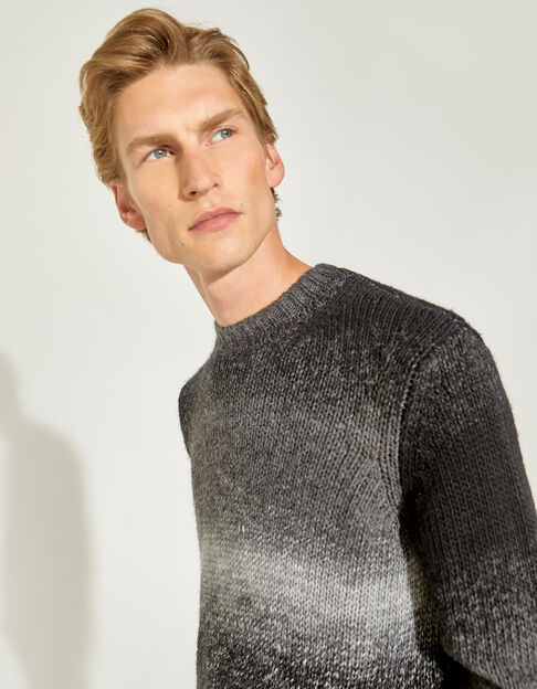 Pull anthracite tricot rayures dégradées Homme