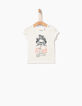 Gebroken wit T-shirt met kat voor babymeisjes-1