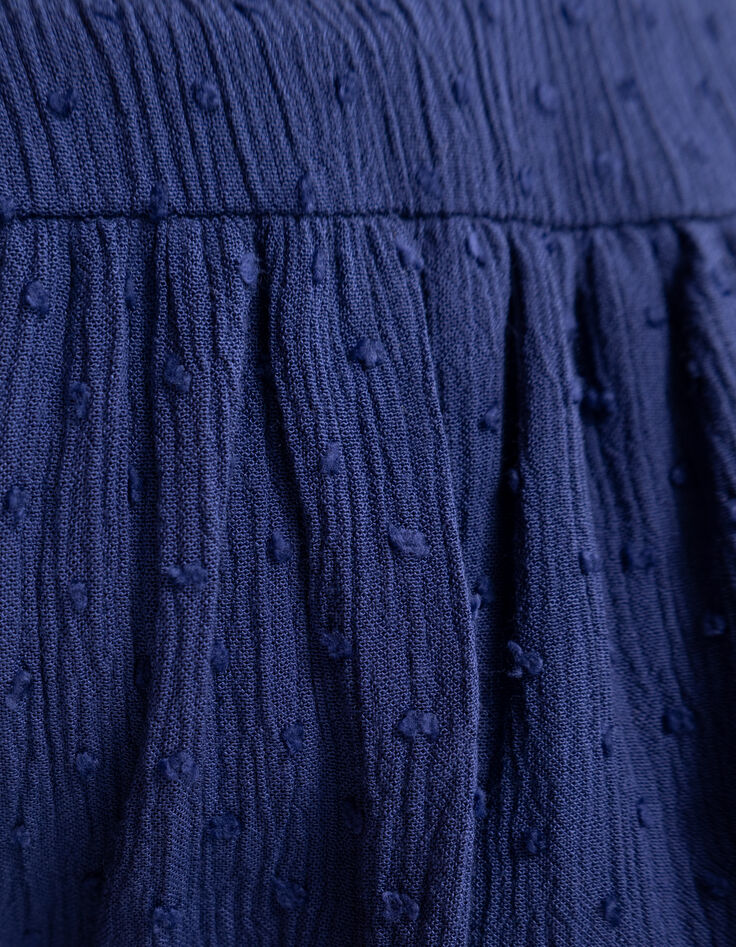 Falda azul volantes jacquard plumetis niña-7