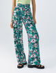Women’s green plant print flowing wide-leg trousers-2