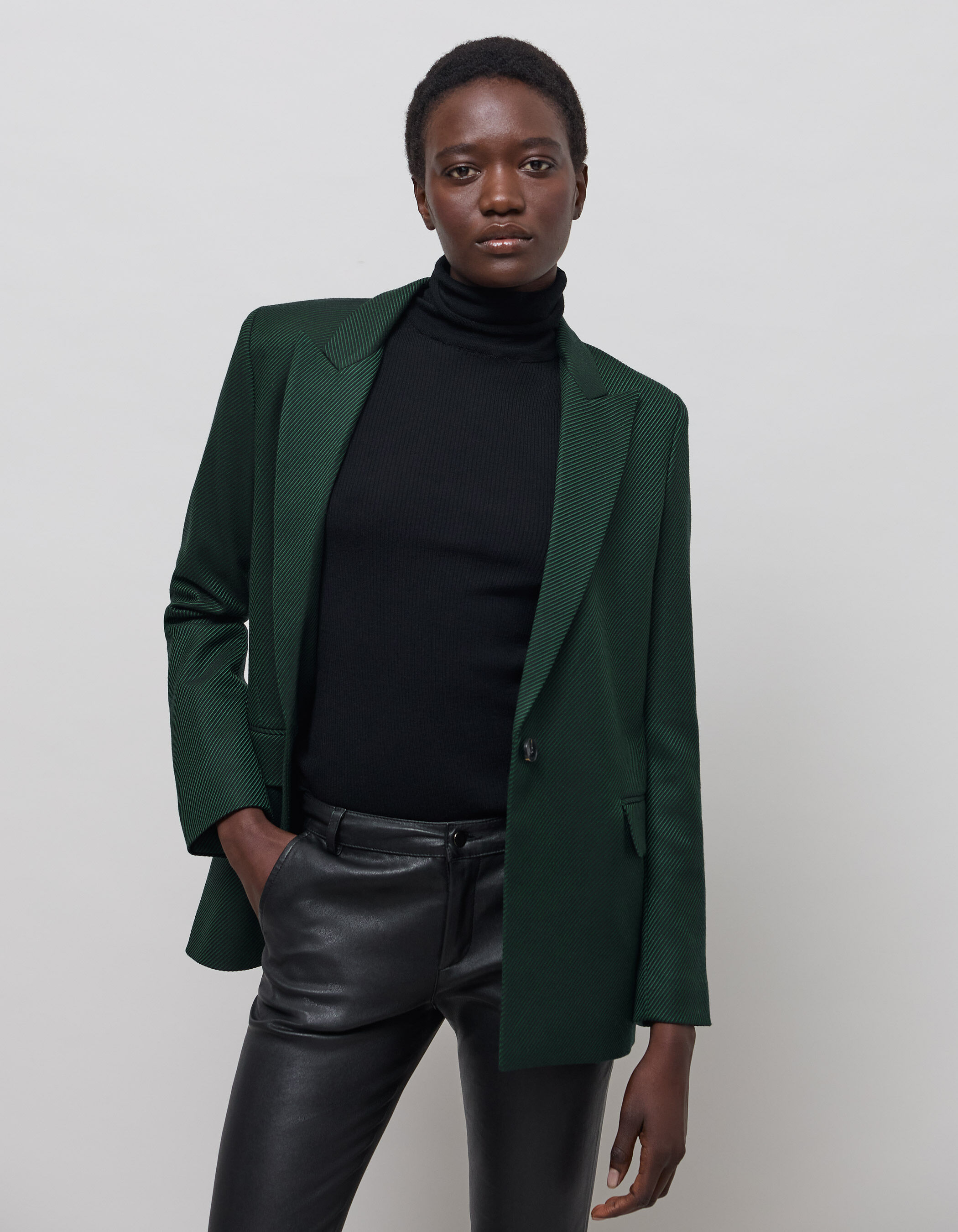 Veste de costume emeraude motifs rayures Femme IKKS