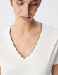 Tee-shirt blanc encolure V bijou Femme-2