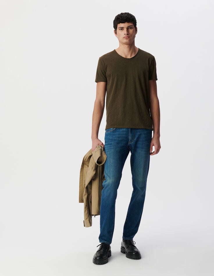 T-shirt L'Essentiel dark kaki à col V Homme-1