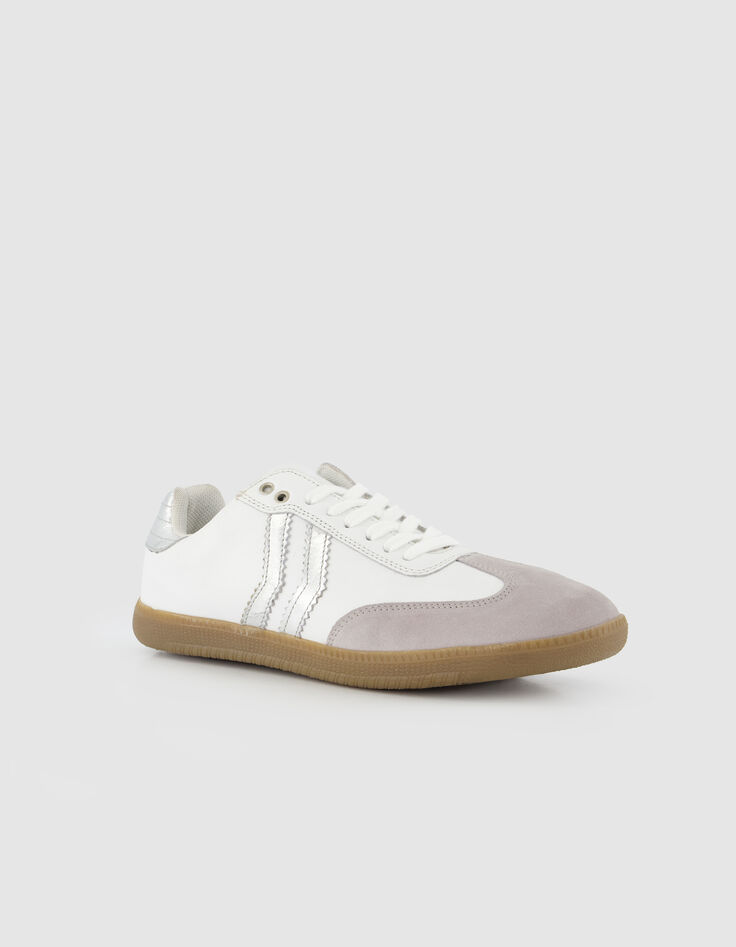 Baskets blanches mix cuirs Femme-2