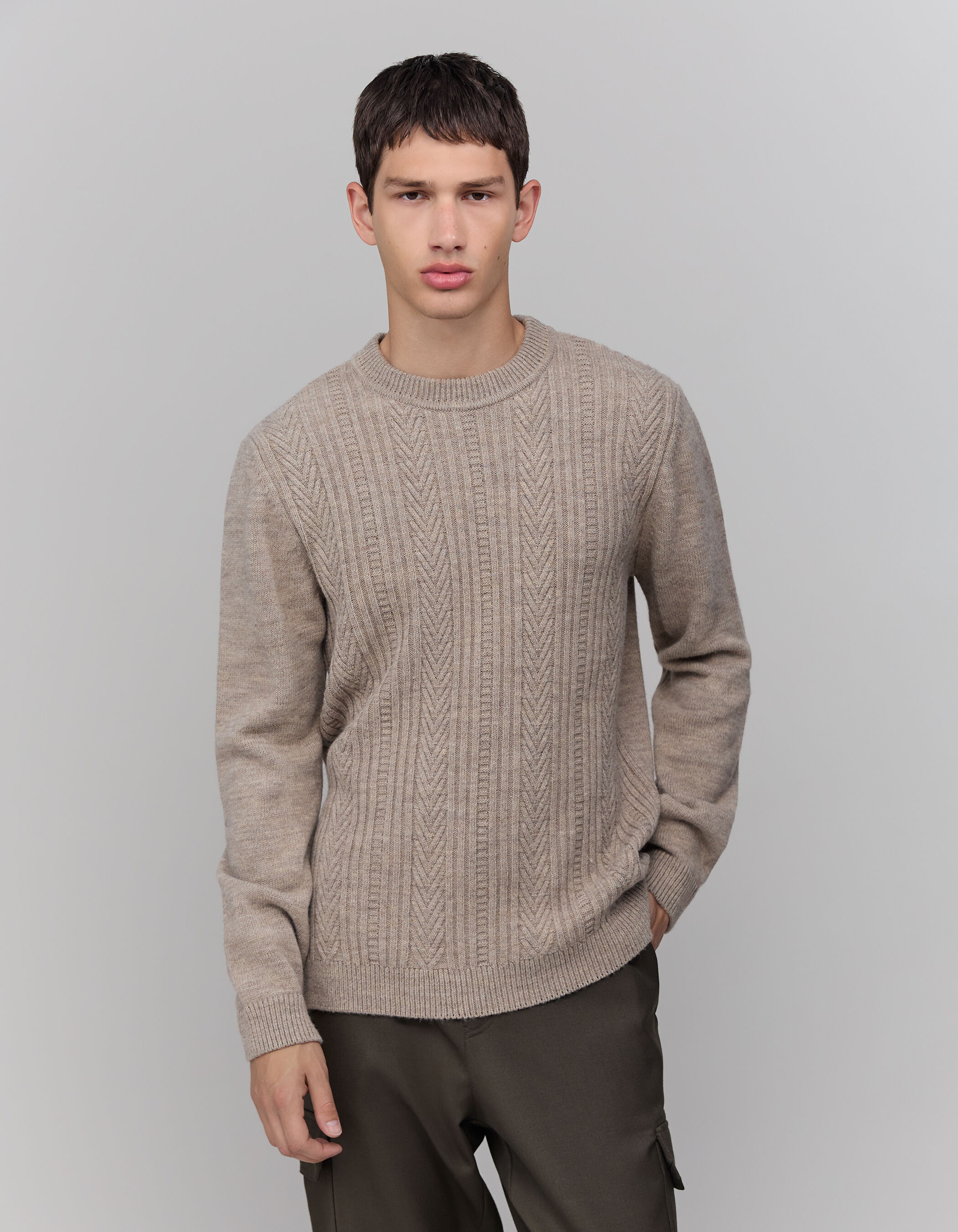 Pull grege tricot a torsades Homme IKKS