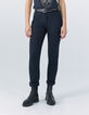 Pantalón de traje recto azul marino rayas tenis mujer-1