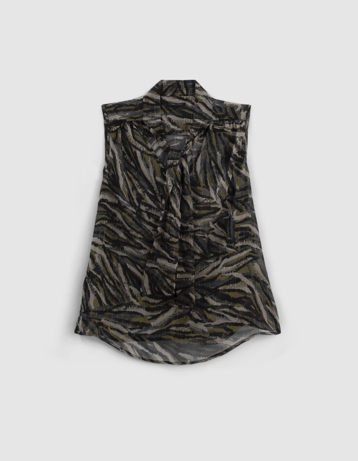 Top jungle-camouflageprint lurex Dames -7