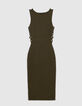 Kaki gebreide bodycon-jurk voor dames-6