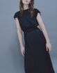 Robe longue noire plissée recyclée Femme-5
