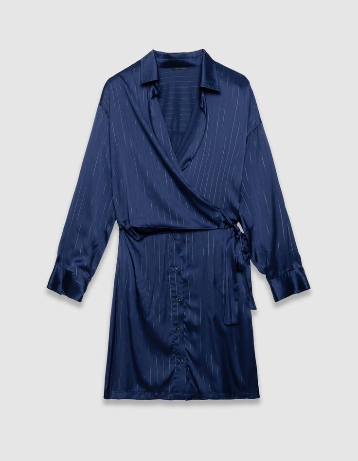 Robe chemise marine effet cache-coeur motif rayures Femme-6 Robe chemise marine effet cache-coeur motif rayures Femme-6