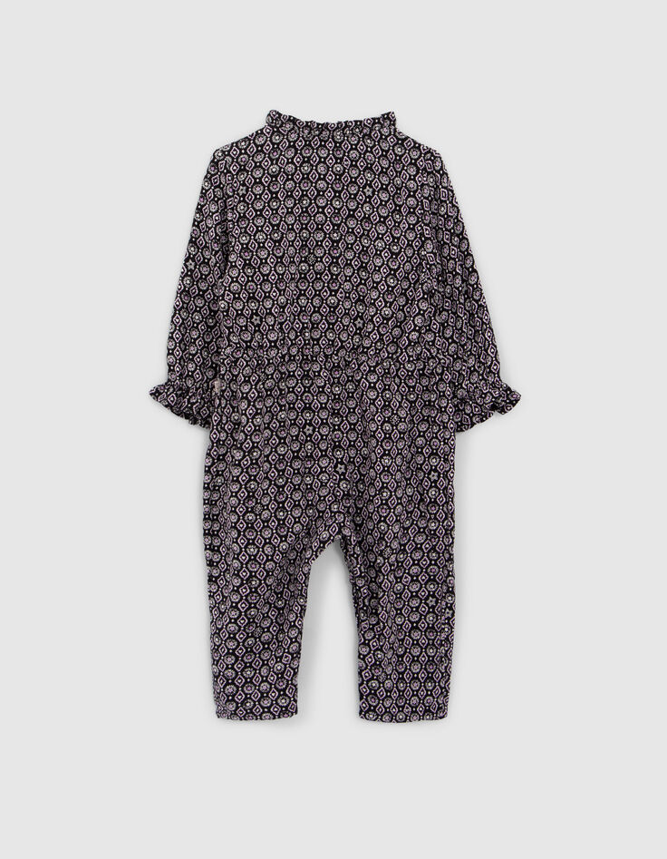 Combi longue noire imprimé rock Ecovero® bébé fille-3