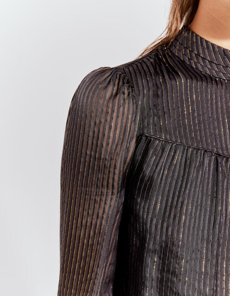 Pure Edition damesblouse opstaande zijden kraag gouddraad-4