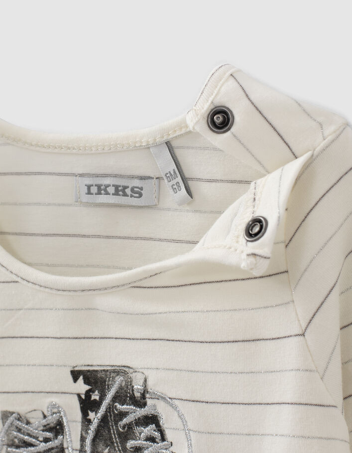 Weißes Shirt mit Streifen und Boots-Motiv für Babymädchen - IKKS