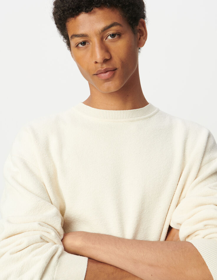 Sweat &eacute;cru maille int&eacute;rieure bouclette Homme-1