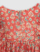 Vestido coral con estampado floral mangas volantes niña-5
