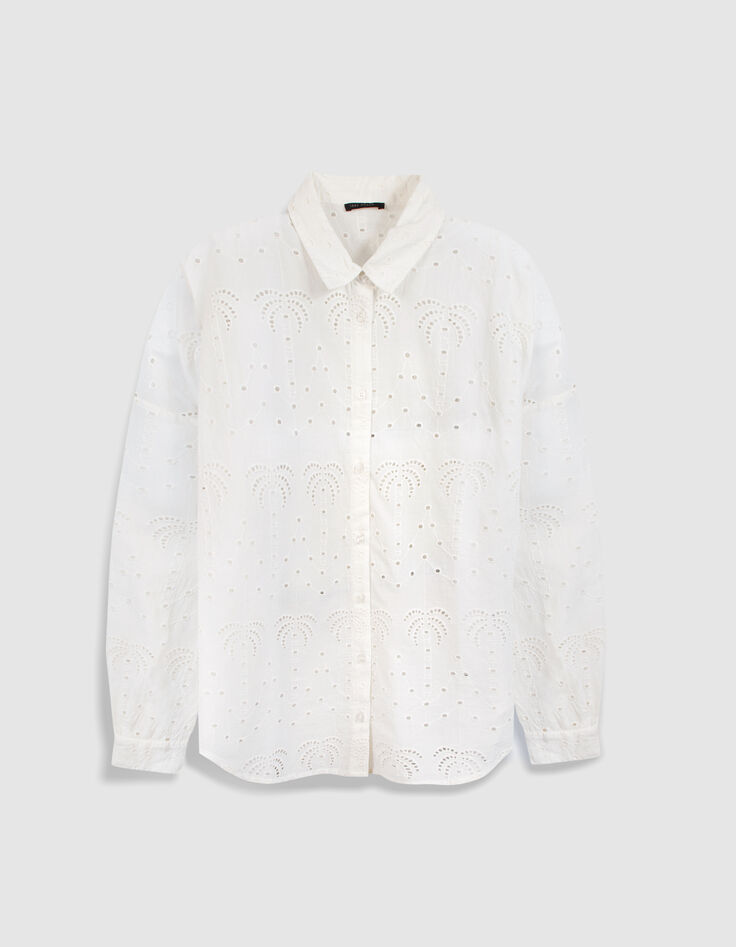 Wit damesshirt met geborduurde Engelse palm-6