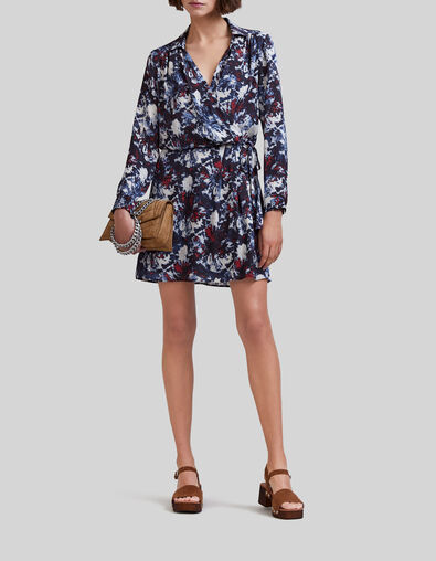 Marineblauwe jurk gerecycleerd batik-print Dames - IKKS